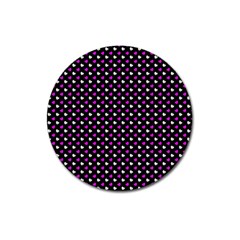 White And Pink Hearts At Black, Vector Handrawn Hearts Pattern Magnet 3  (round)