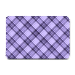 Pastel Purple And Steel Black Lines Pattern, Retro Tartan, Classic Plaid Small Doormat  by Casemiro