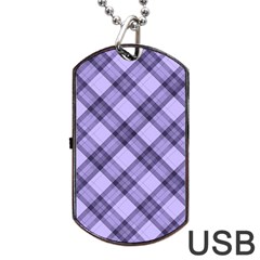 Pastel Purple And Steel Black Lines Pattern, Retro Tartan, Classic Plaid Dog Tag Usb Flash (two Sides) by Casemiro