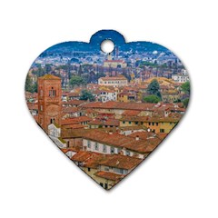 Lucca Historic Center Aerial View Dog Tag Heart (one Side) by dflcprintsclothing