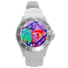 Crazy Graffiti Round Plastic Sport Watch (l) by essentialimage