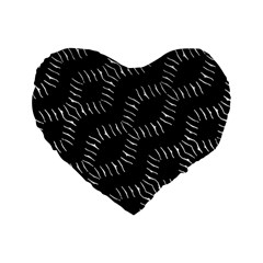 Black And White Geo Print Standard 16  Premium Heart Shape Cushions by dflcprintsclothing