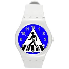 Cross Crossing Crosswalk Line Walk Round Plastic Sport Watch (m)