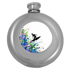 Nature Surfing Round Hip Flask (5 Oz) by Sparkle