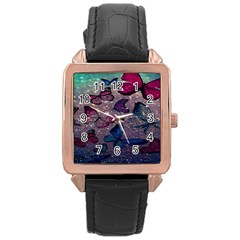 Glitter Butterfly Rose Gold Leather Watch  by Sparkle