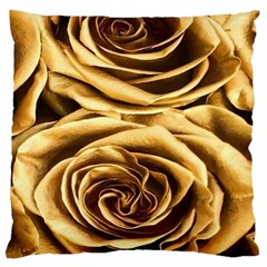 Gold Roses Large Flano Cushion Case (two Sides)