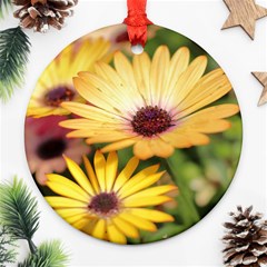 Yellow Flowers Round Ornament (two Sides)