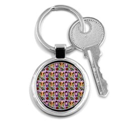 Purple Glasses Girl Pattern Lilac Key Chain (round) by snowwhitegirl