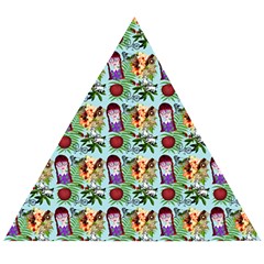 Purple Glasses Girl Pattern Blue Wooden Puzzle Triangle by snowwhitegirl