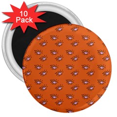 Zodiac Bat Pink Orange 3  Magnets (10 Pack)  by snowwhitegirl