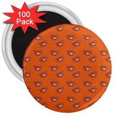 Zodiac Bat Pink Orange 3  Magnets (100 Pack) by snowwhitegirl