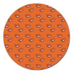 Zodiac Bat Pink Orange Magnet 5  (round) by snowwhitegirl