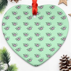 Zodiac Bat Pink Mint Heart Ornament (two Sides) by snowwhitegirl