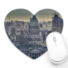 Buenos Aires Argentina Cityscape Aerial View Heart Mousepads by dflcprintsclothing