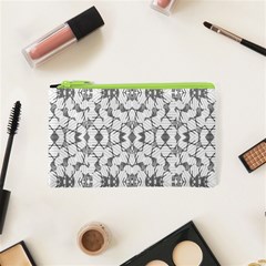 Grey And White Abstract Geometric Print Cosmetic Bag (xs)