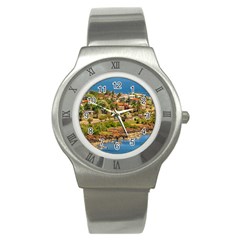 Punta Colorada Aerial Landscape Scene, Uruguay Stainless Steel Watch by dflcprintsclothing