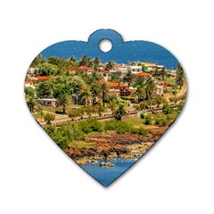 Punta Colorada Aerial Landscape Scene, Uruguay Dog Tag Heart (two Sides) by dflcprintsclothing