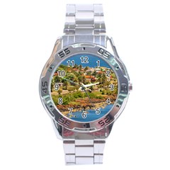 Punta Colorada Aerial Landscape Scene, Uruguay Stainless Steel Analogue Watch by dflcprintsclothing