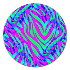 Wild And Crazy Zebra Magnet 5  (round) by Angelandspot