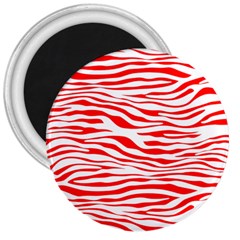 Red And White Zebra 3  Magnets by Angelandspot