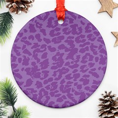 Purple Big Cat Pattern Ornament (round) by Angelandspot