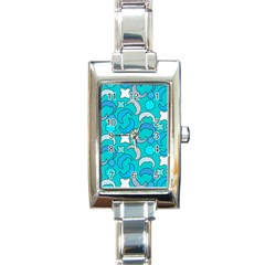 Cloudy Blue Moon Rectangle Italian Charm Watch by tmsartbazaar