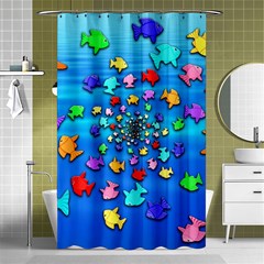 Fractal Art School Of Fishes Shower Curtain 48  X 72  (small)  by WolfepawFractals