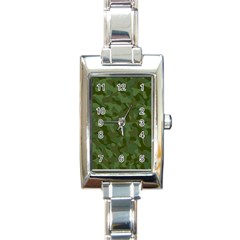 Green Army Camouflage Pattern Rectangle Italian Charm Watch by SpinnyChairDesigns