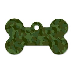 Green Army Camouflage Pattern Dog Tag Bone (one Side) by SpinnyChairDesigns