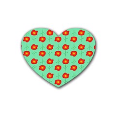 Flower Pattern Ornament Heart Coaster (4 Pack) 