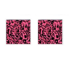 Black And Pink Camouflage Pattern Cufflinks (square) by SpinnyChairDesigns