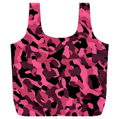 Black And Pink Camouflage Pattern Full Print Recycle Bag (xxl) by SpinnyChairDesigns