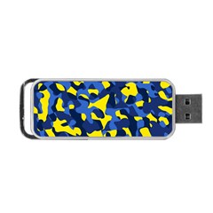 Blue And Yellow Camouflage Pattern Portable Usb Flash (two Sides) by SpinnyChairDesigns