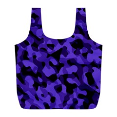 Purple Black Camouflage Pattern Full Print Recycle Bag (l) by SpinnyChairDesigns