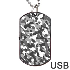 Grey And White Camouflage Pattern Dog Tag Usb Flash (two Sides) by SpinnyChairDesigns