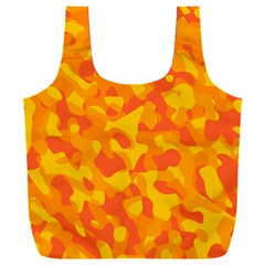 Orange And Yellow Camouflage Pattern Full Print Recycle Bag (xxxl) by SpinnyChairDesigns