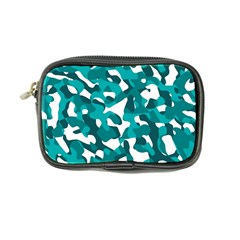 Teal And White Camouflage Pattern Coin Purse by SpinnyChairDesigns