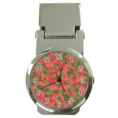 Pink And Green Camouflage Pattern Money Clip Watches