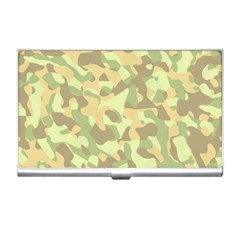 Light Green Brown Yellow Camouflage Pattern Business Card Holder by SpinnyChairDesigns