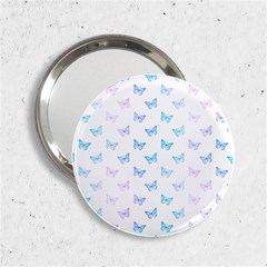 Light Blue Pink Butterflies Pattern 2 25  Handbag Mirrors by SpinnyChairDesigns