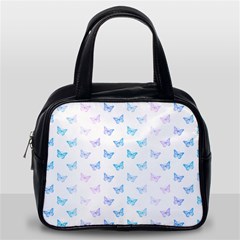 Light Blue Pink Butterflies Pattern Classic Handbag (one Side) by SpinnyChairDesigns