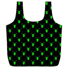 Neon Green Bug Insect Heads On Black Full Print Recycle Bag (xxl) by SpinnyChairDesigns