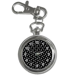 Cat Dog Animal Paw Prints Black And White Key Chain Watches by SpinnyChairDesigns