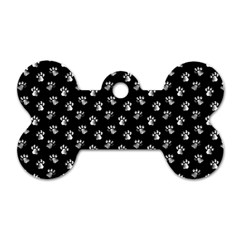 Cat Dog Animal Paw Prints Black And White Dog Tag Bone (two Sides) by SpinnyChairDesigns