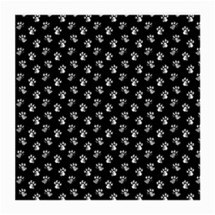 Cat Dog Animal Paw Prints Black And White Medium Glasses Cloth by SpinnyChairDesigns