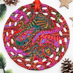 Abstract Art Multicolored Pattern Round Filigree Ornament (two Sides) by SpinnyChairDesigns