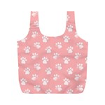 Animal Cat Dog Prints Pattern Pink White Full Print Recycle Bag (M) Back