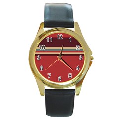 Retro Aesthetic Round Gold Metal Watch