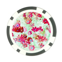  Cosmos Flowers Red Poker Chip Card Guard by DinkovaArt