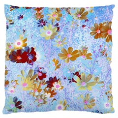 Cosmos Flowers Ligh Blue Large Flano Cushion Case (two Sides) by DinkovaArt